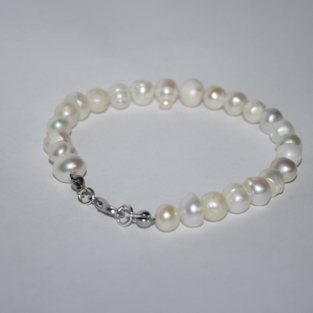 Beautiful NWOT White natural Pearl Bracelet 7.75" - Picture 5 of 6